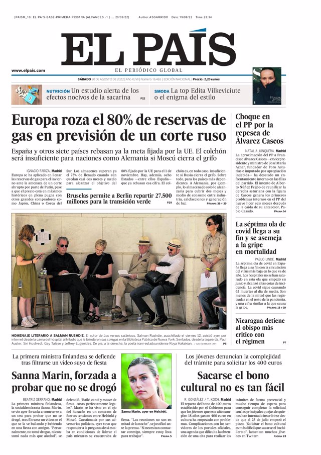 Les premières pages des journaux du samedi 20 août