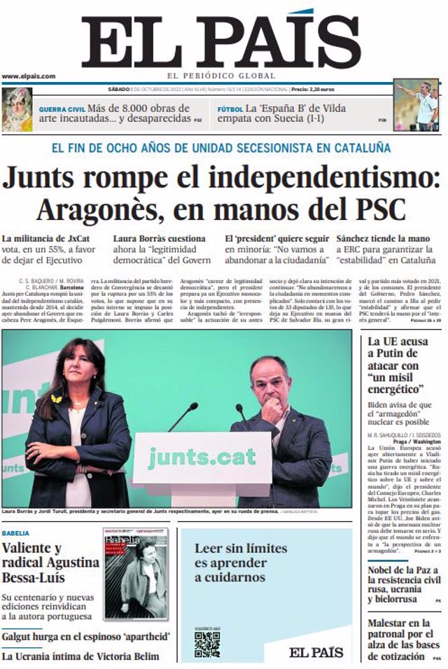 Les premières pages des journaux du samedi 8 octobre