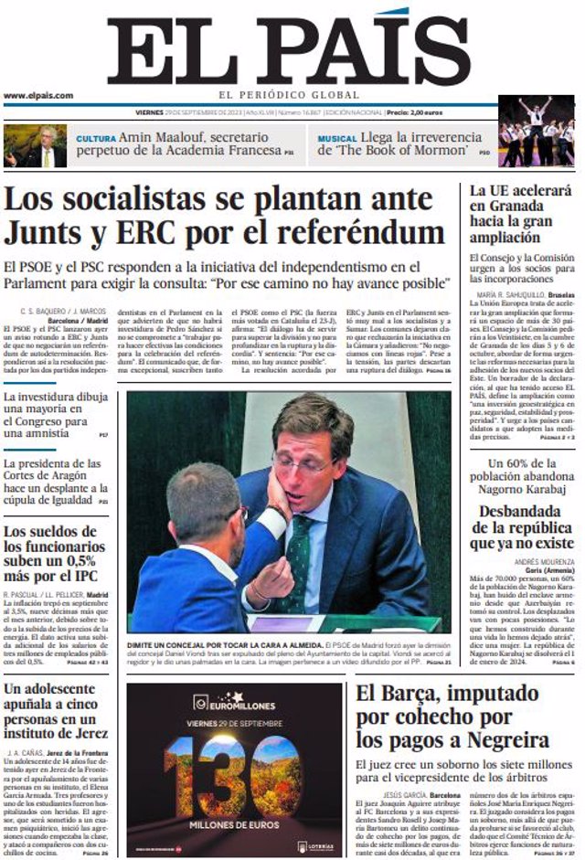 La Une des journaux du vendredi 29 septembre