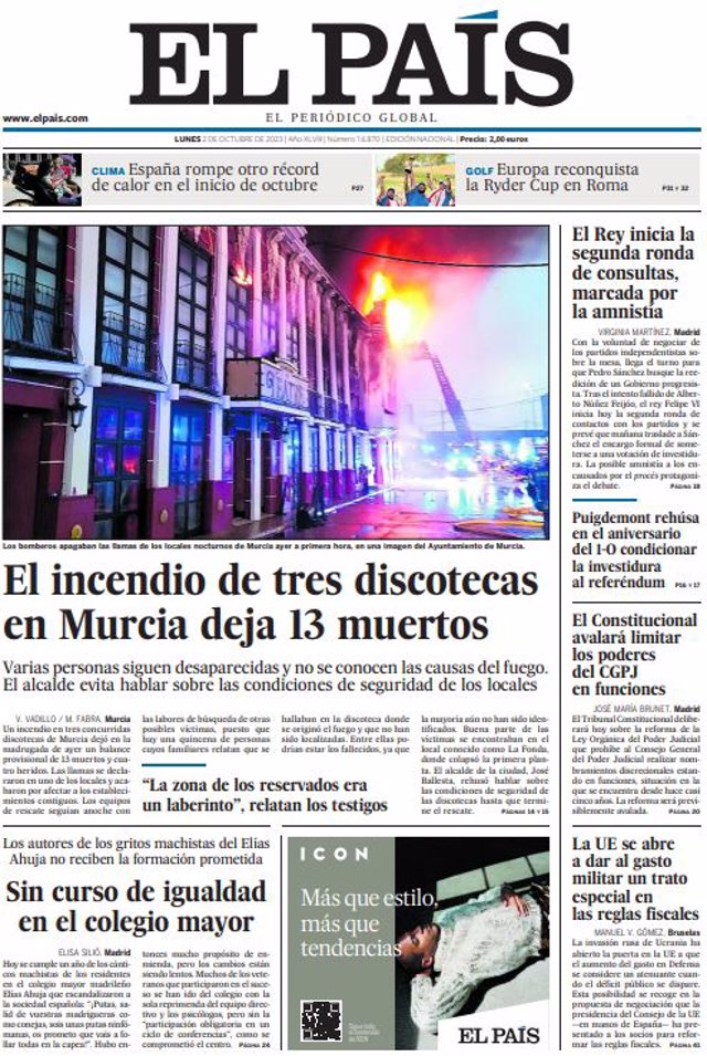 La Une des journaux du lundi 2 octobre
