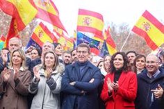 Des milliers de personnes manifestent contre l’amnistie demandée par le PP au temple de Debod à Madrid