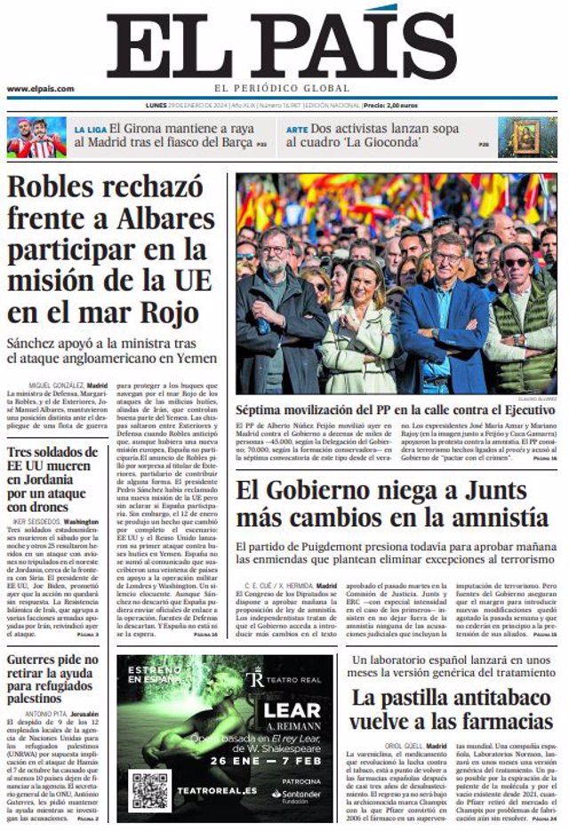 Couvertures des journaux du dimanche 21 janvier 2024