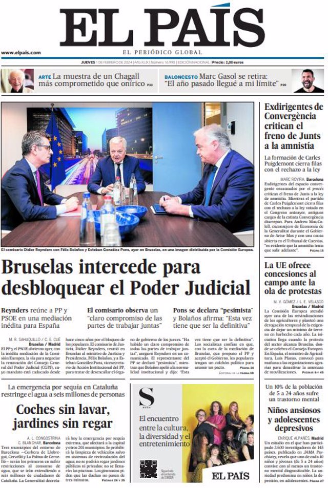 Couvertures des journaux du jeudi 1er février 2024