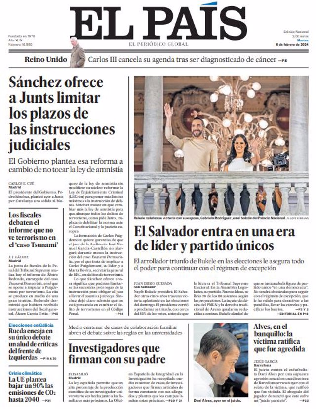 Couvertures des journaux du lundi 5 février 2024