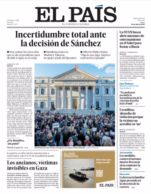 Couvertures des journaux du lundi 29 avril 2024