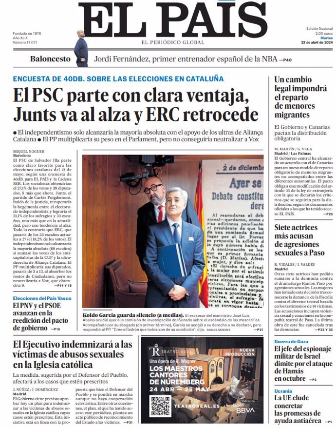 Couvertures des journaux du mardi 23 avril 2024