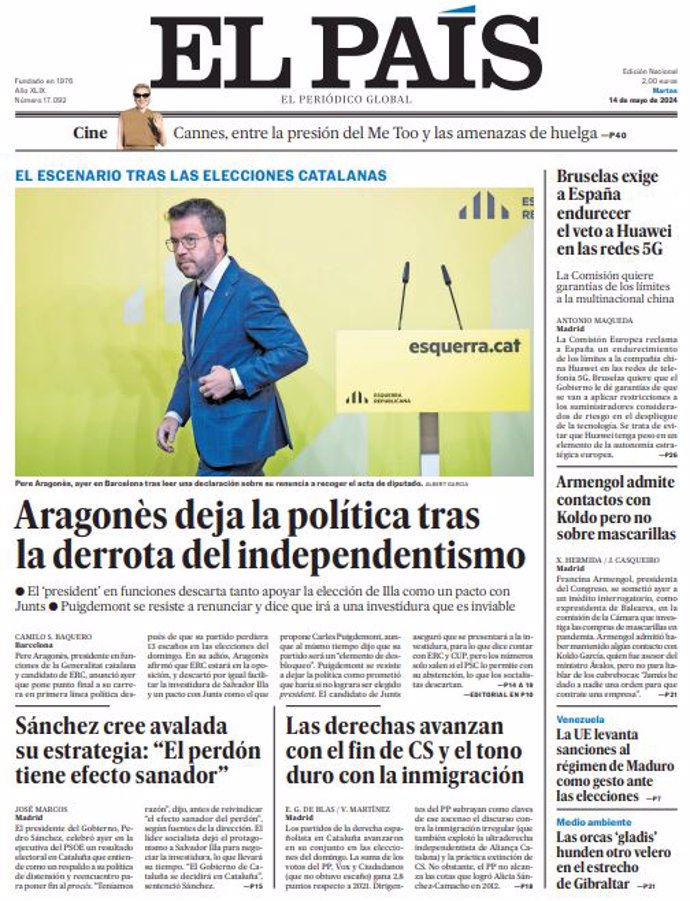 Couvertures des journaux du mardi 14 mai 2024