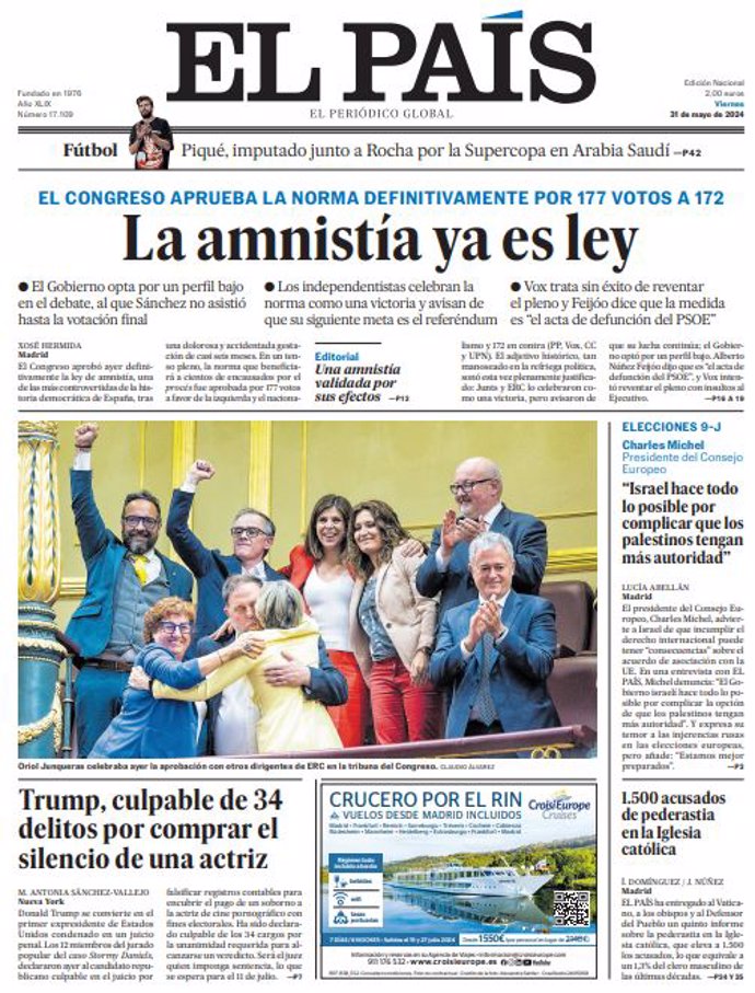 Couvertures des journaux du vendredi 31 mai 2024