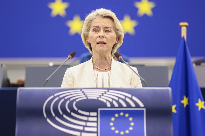 La présidente de la Commission européenne, Ursula von der Leyen, prononce le discours sur l'état de l'Union (SOTEU) devant le Parlement européen.